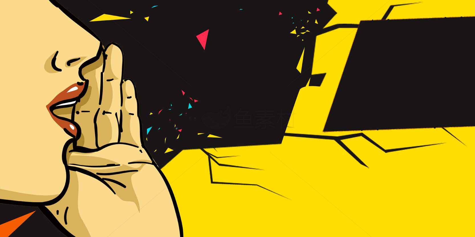 流行艺术风格的黄色创意插画设计素材