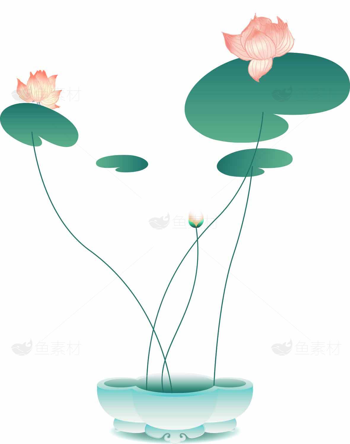 荷花主题清新插画设计素材图片