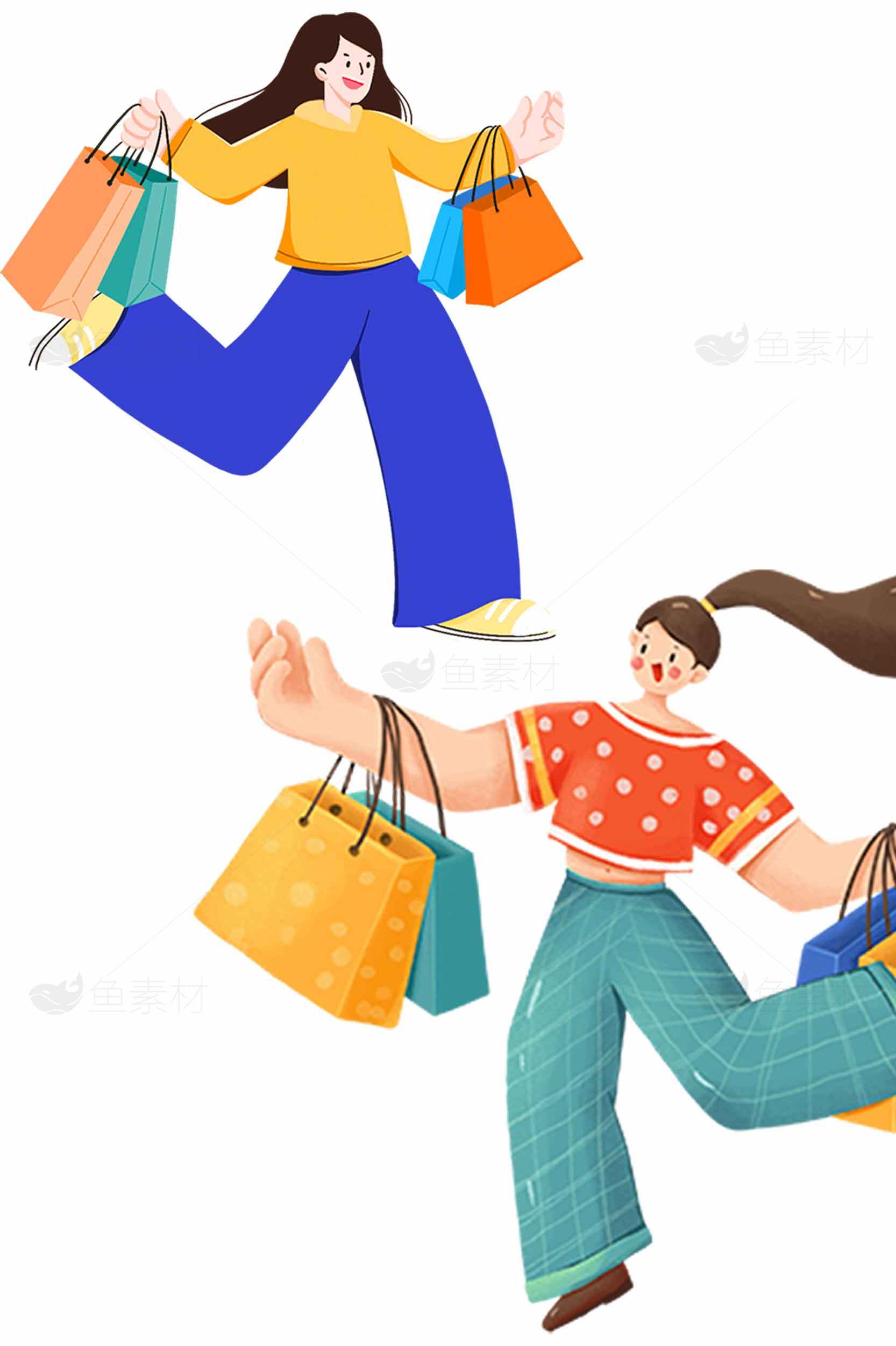 购物狂欢插画设计：时尚与活力的完美结合素材