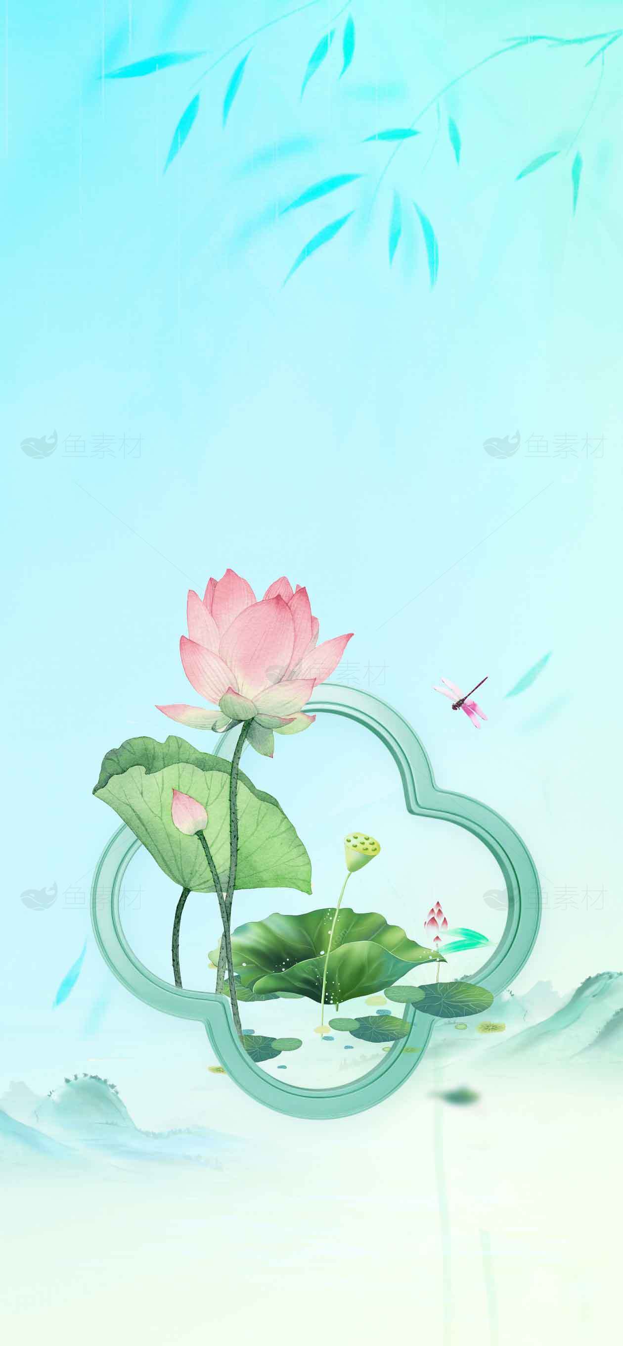 唯美荷花背景图片素材