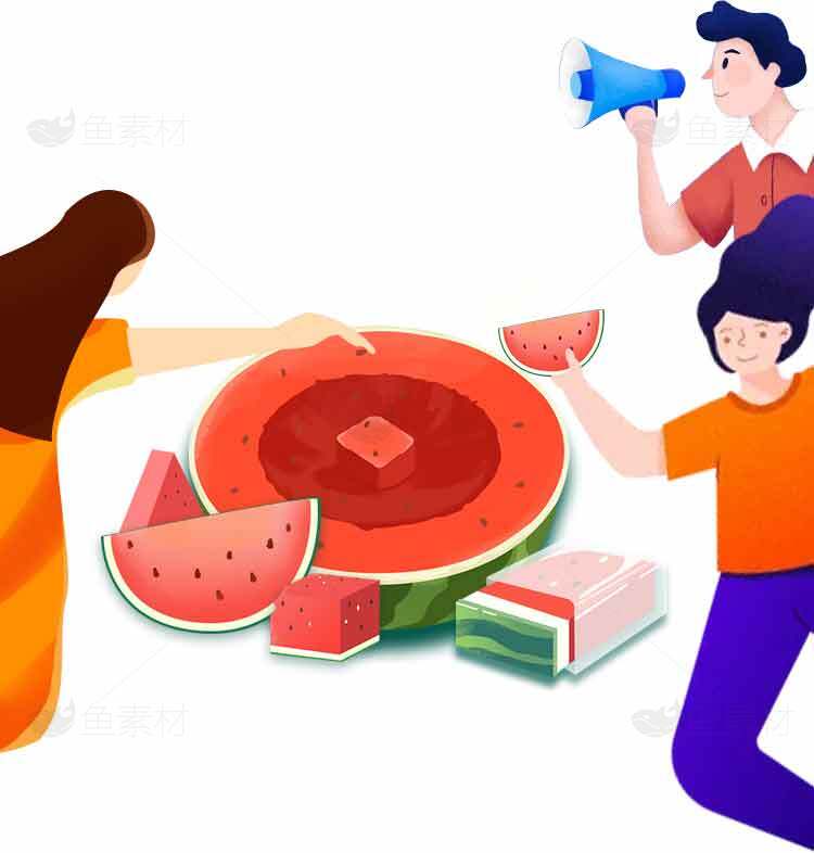 夏日西瓜派对插画设计素材