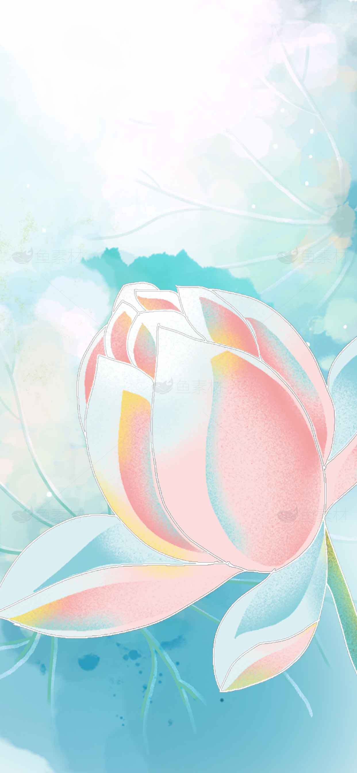 唯美手绘莲花背景图片素材