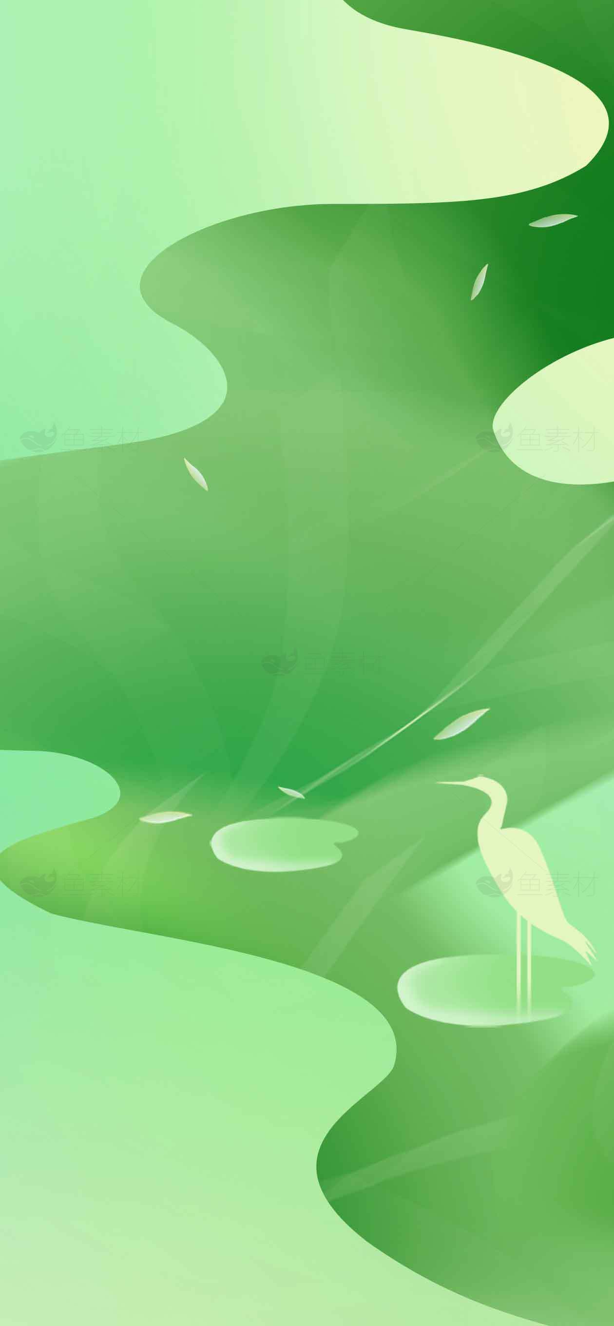 清新绿色自然风景插画背景素材