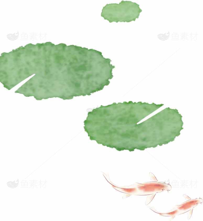荷叶与金鱼水墨画意境图片素材