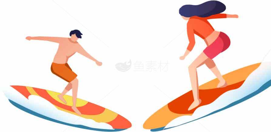 冲浪运动插画设计：活力与激情素材
