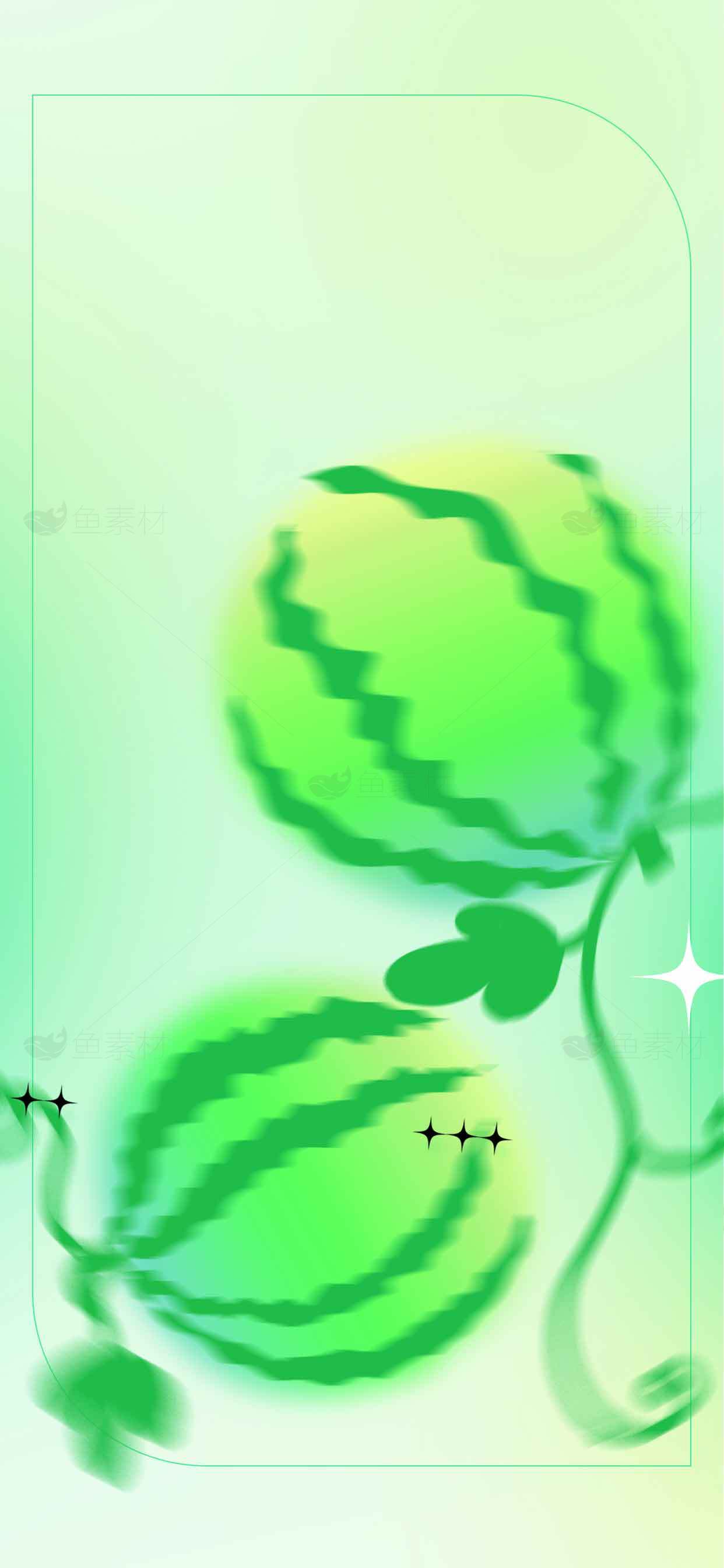 清新绿色西瓜插画背景图片素材