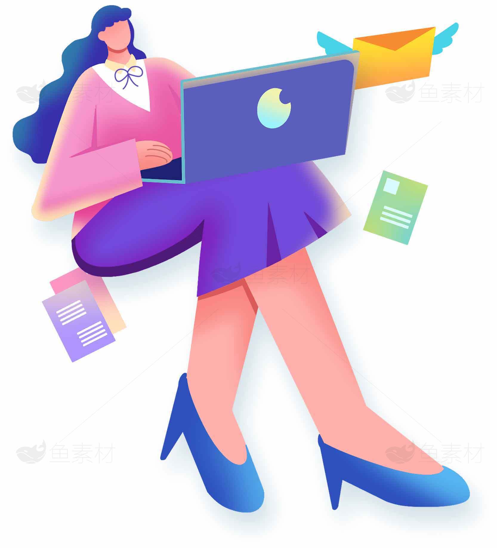 现代办公女性插画设计素材