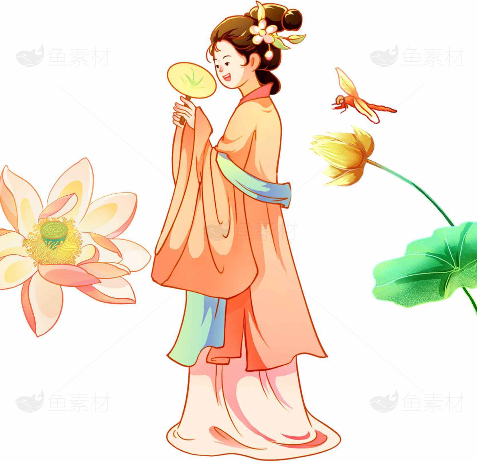 古风仕女插画唯美意境图片素材