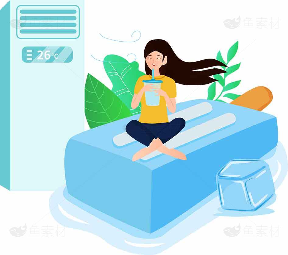 夏季清凉生活方式插画设计素材