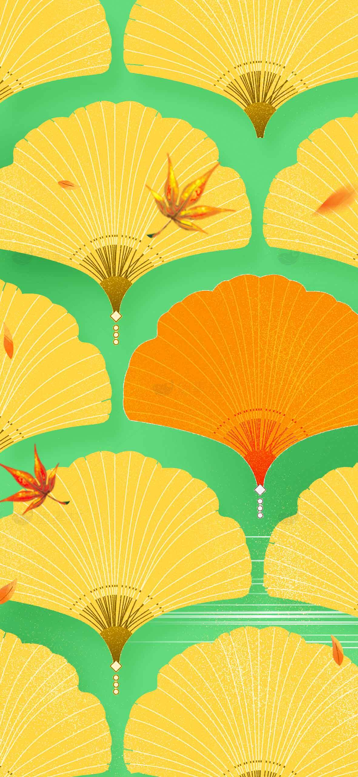 秋季扇形图案设计背景图片素材