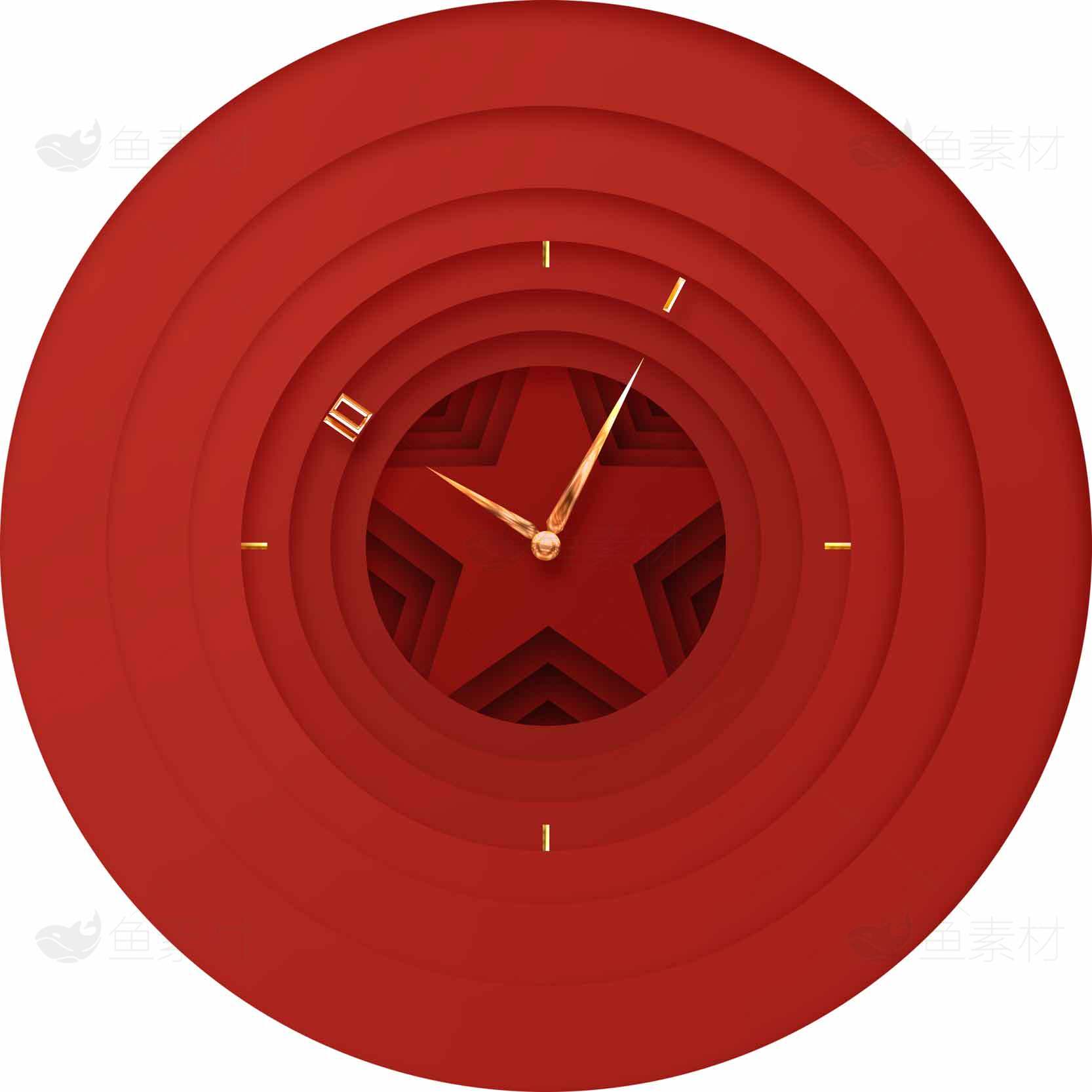 红色星形设计时钟图片素材
