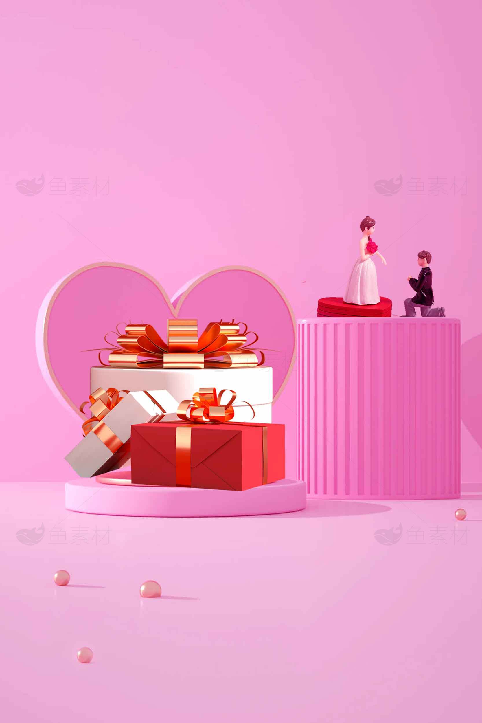 浪漫婚礼礼物场景布置图片素材