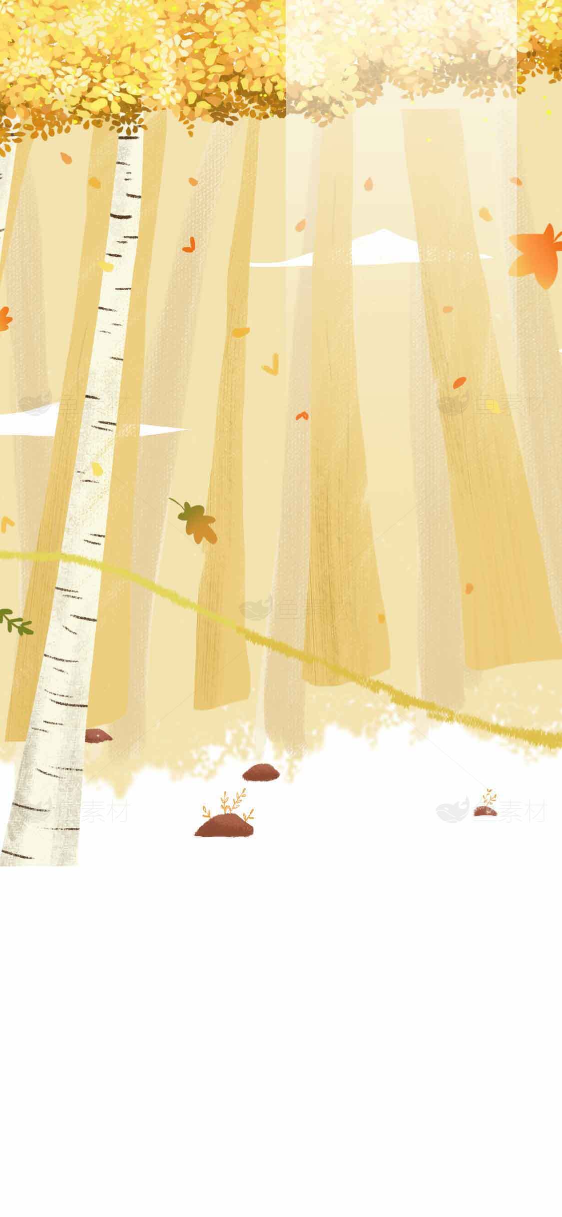秋季森林插画背景图片素材