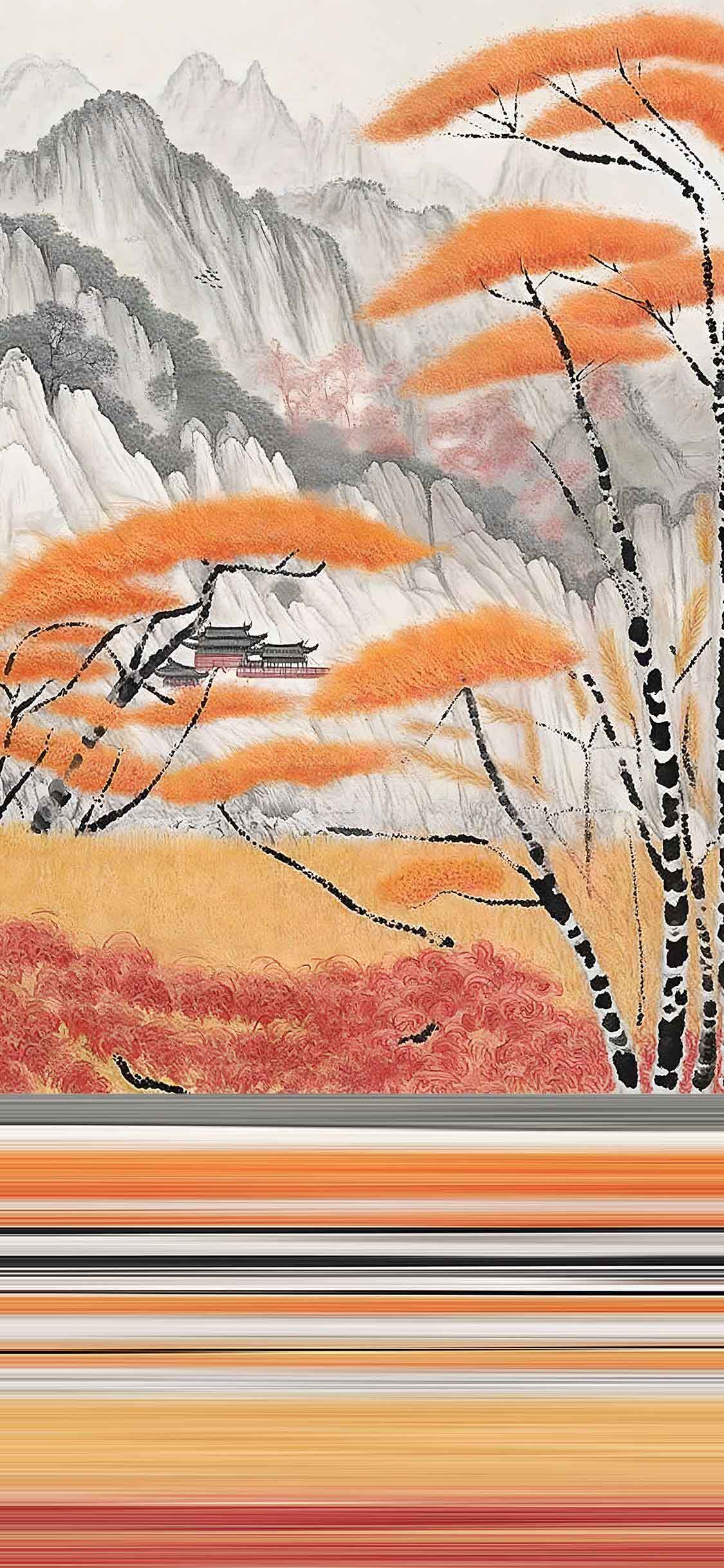 秋季山水画风景壁纸高清素材