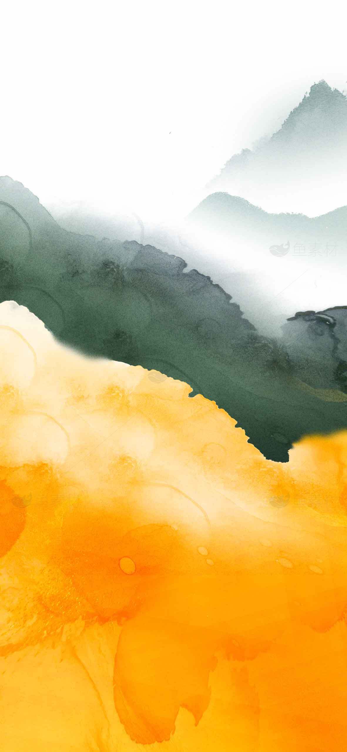 抽象水墨山水画背景图片素材
