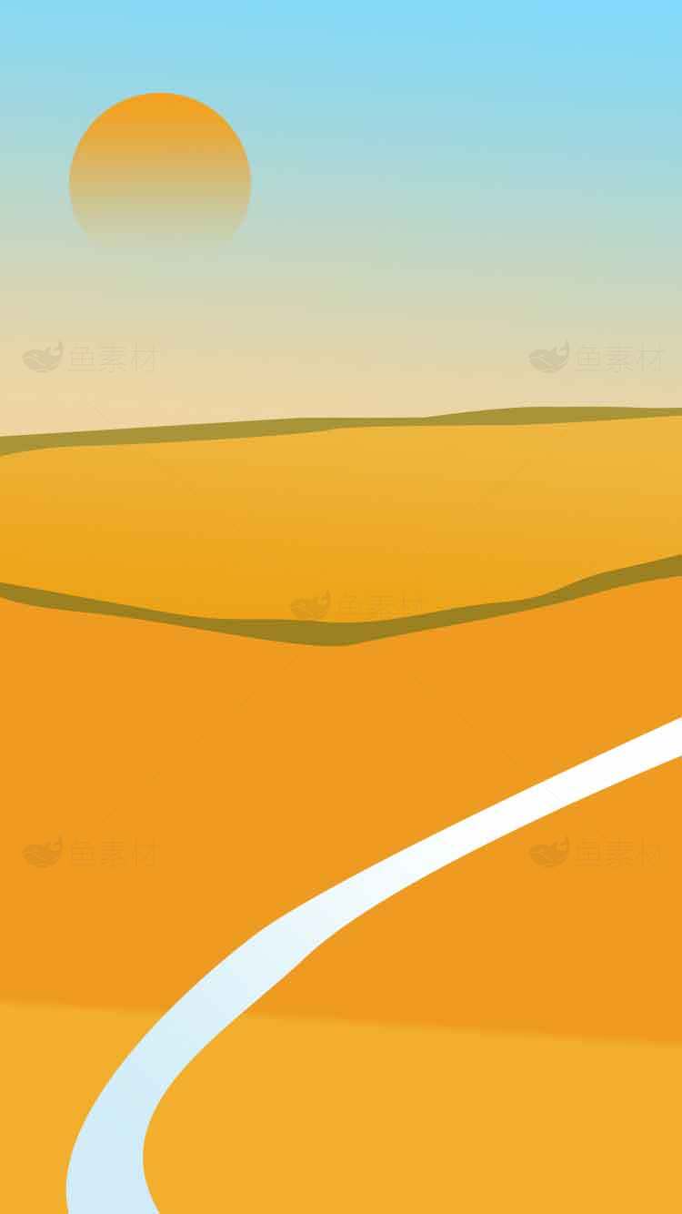 沙漠日出风景插画背景图片素材