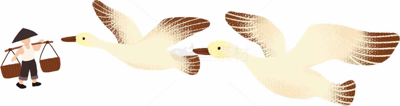 农夫与大雁插画图片SEO标题素材