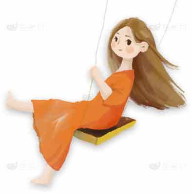 女孩荡秋千插画图片素材