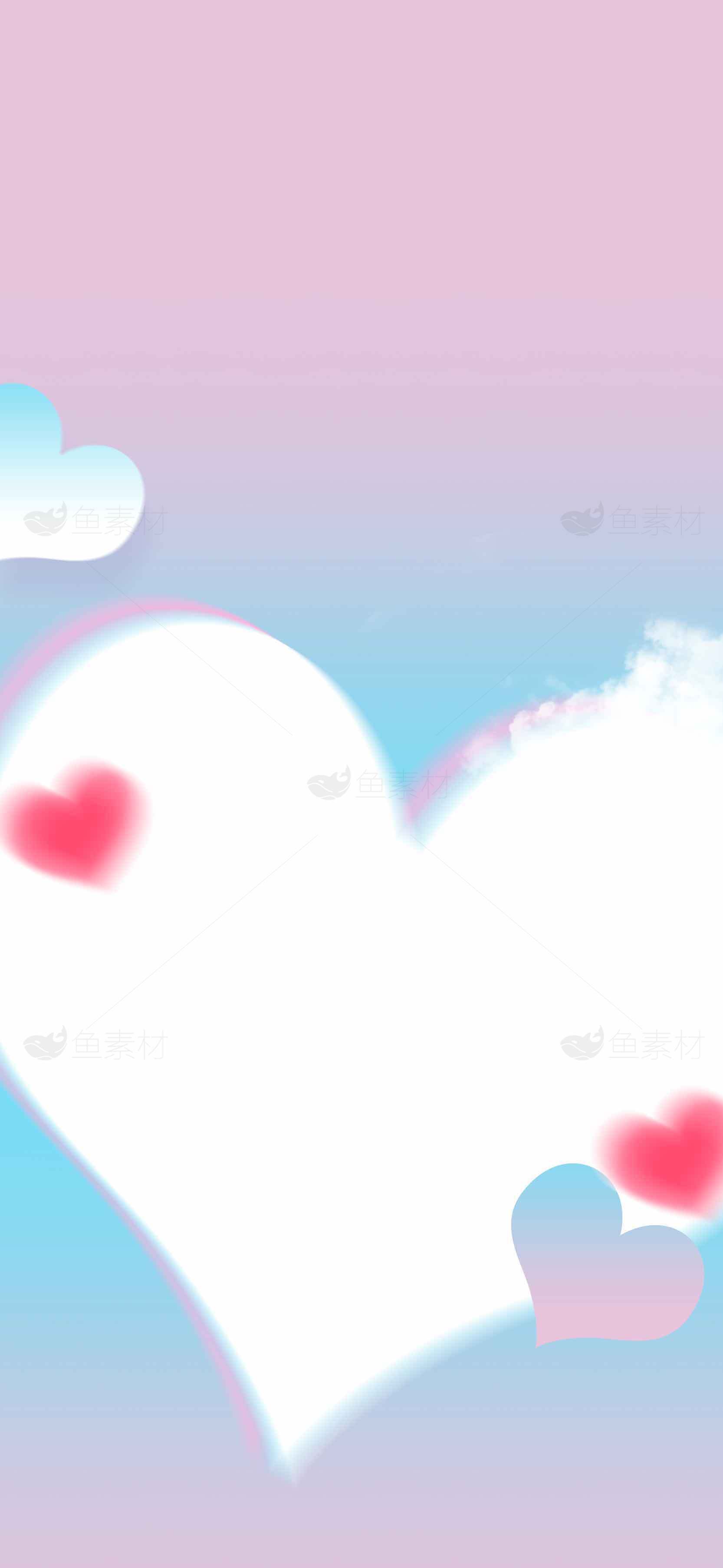 浪漫粉蓝渐变背景心形设计图片素材