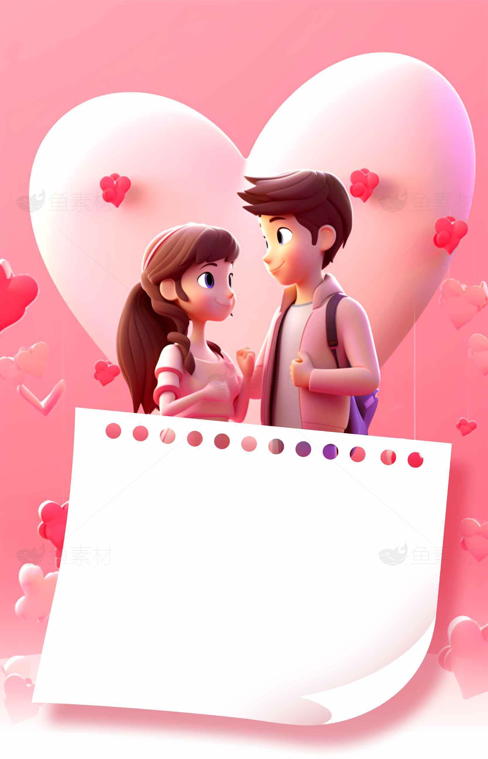 浪漫爱情卡通插画背景图片素材