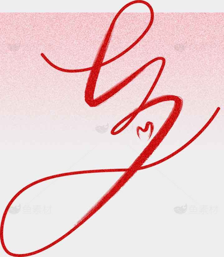 七夕红色手写艺术设计素材