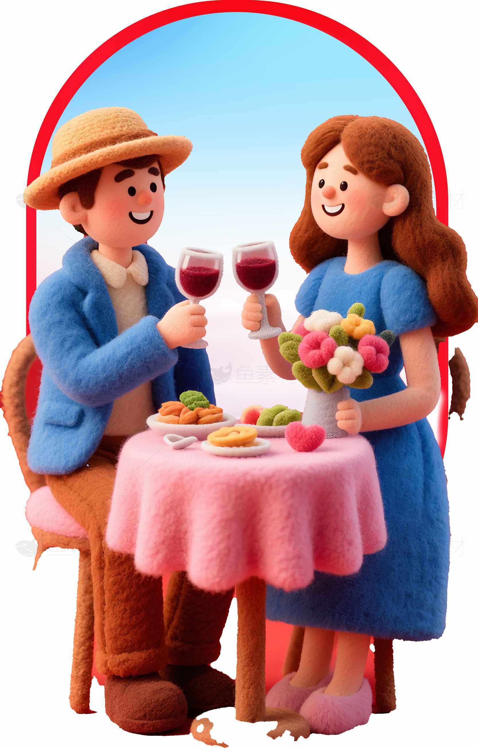 浪漫约会场景手工艺术图片素材