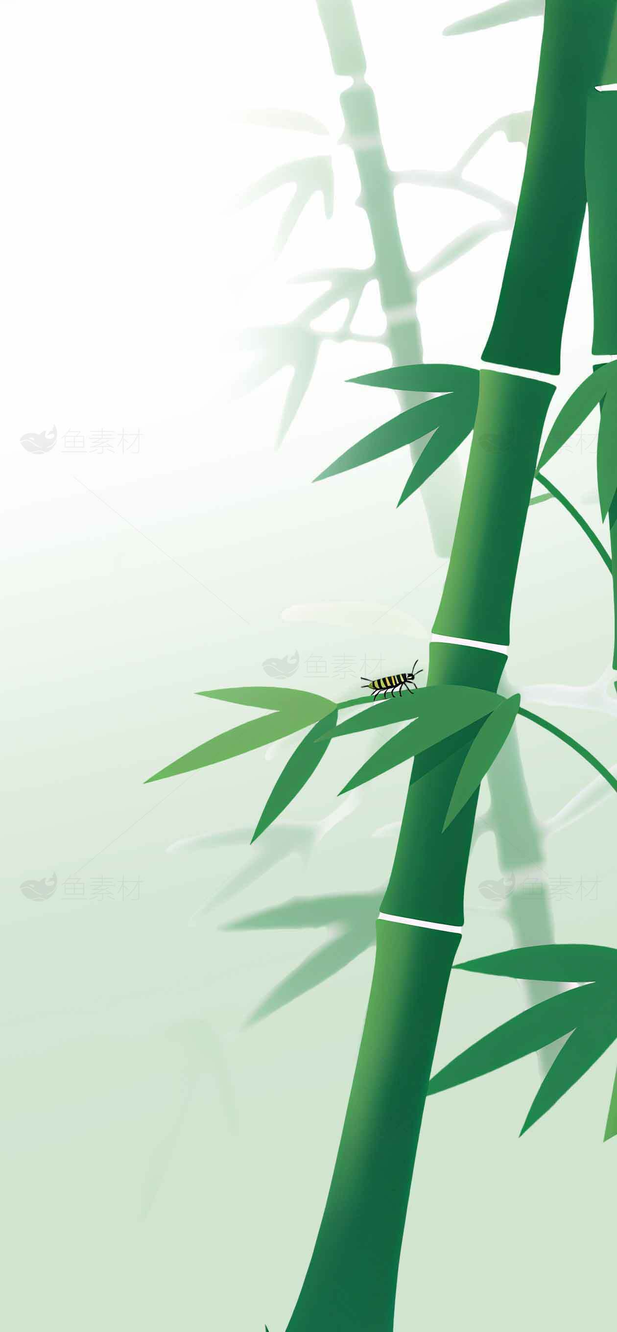 绿色竹子背景图片设计与自然意境素材