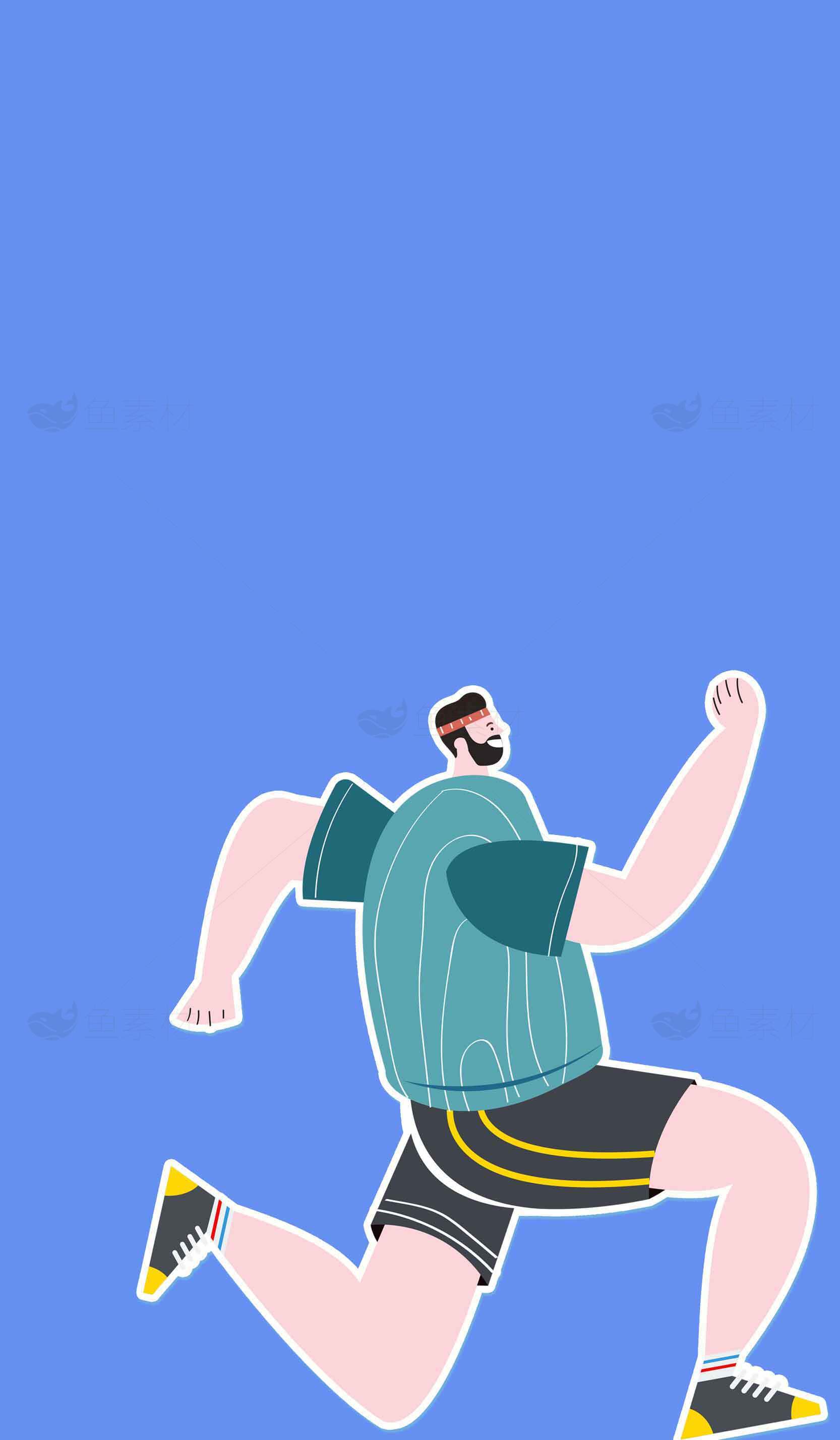 卡通风格运动员奔跑插画设计素材