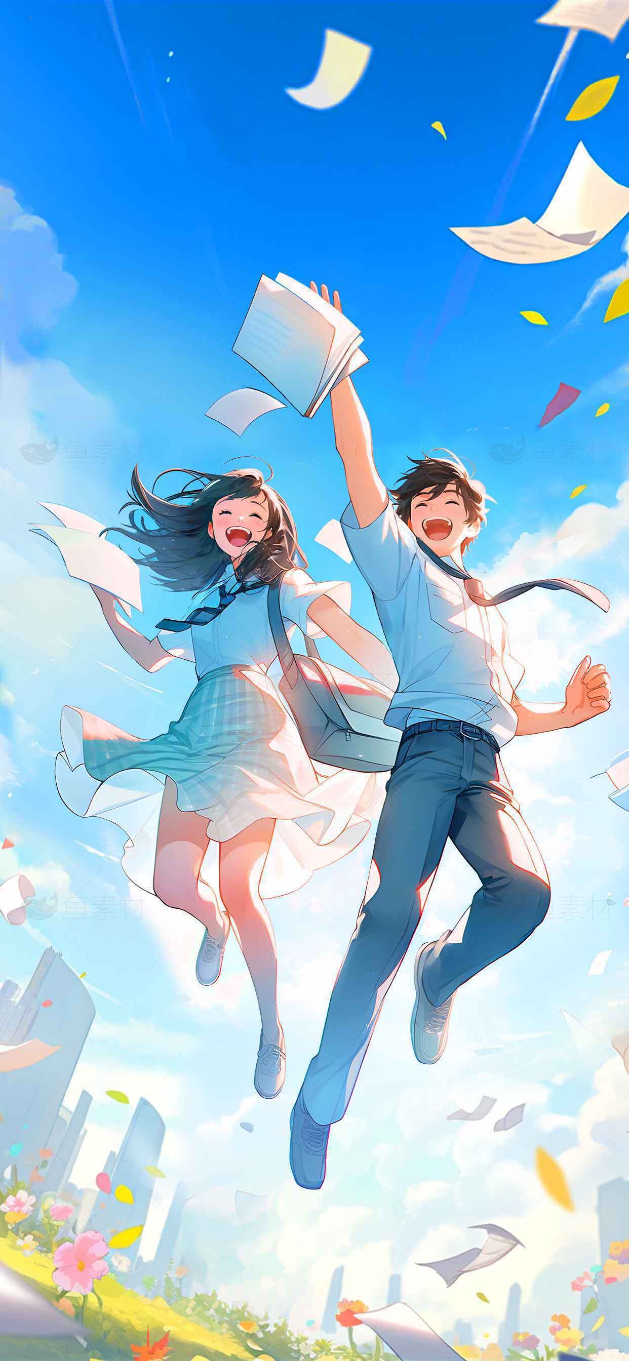 青春飞扬的二次元唯美插画素材