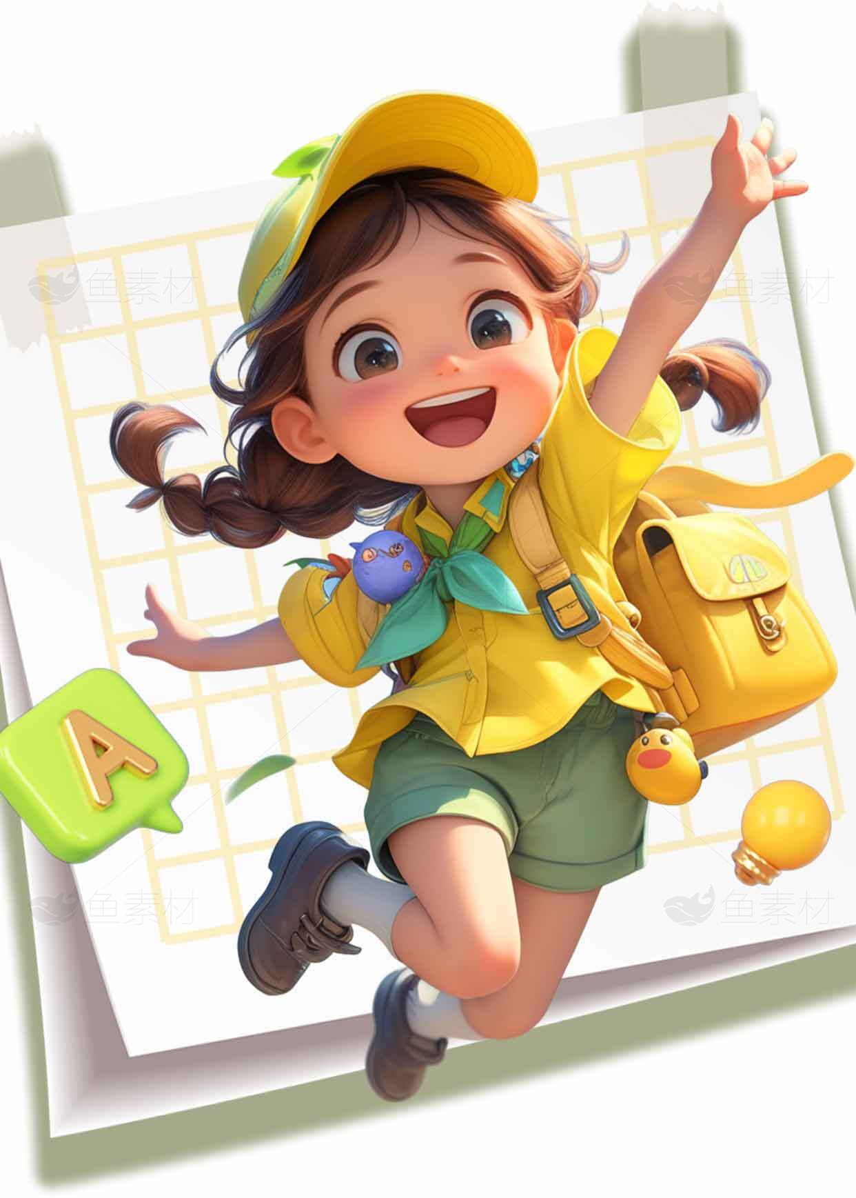 活力满满的卡通儿童形象插画素材