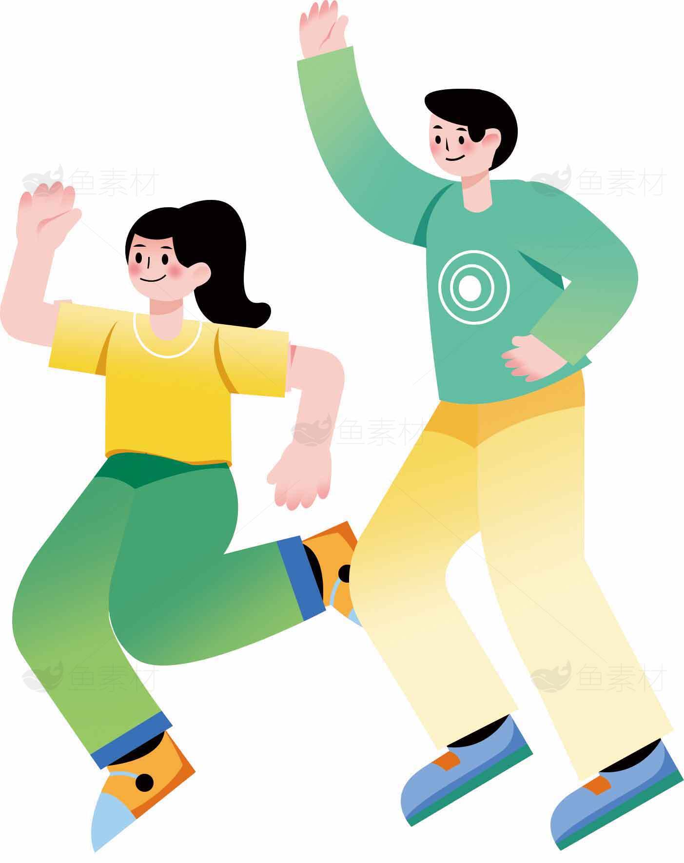 活力四射的卡通人物插画设计素材
