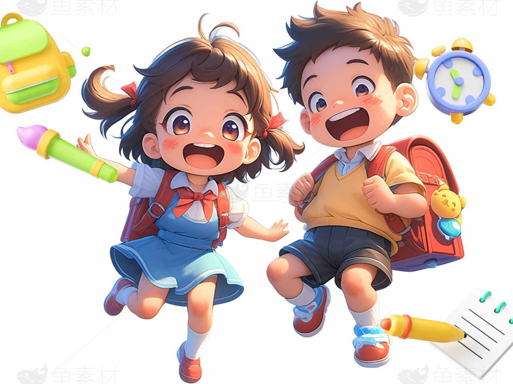 开学季儿童卡通插画设计素材