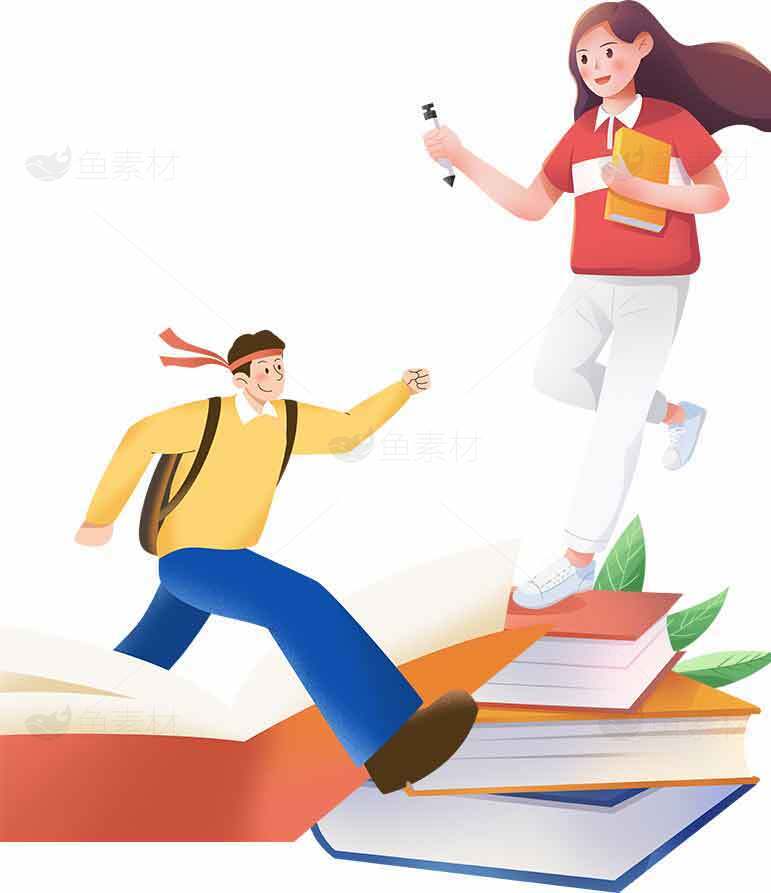 学生学习场景插画设计素材