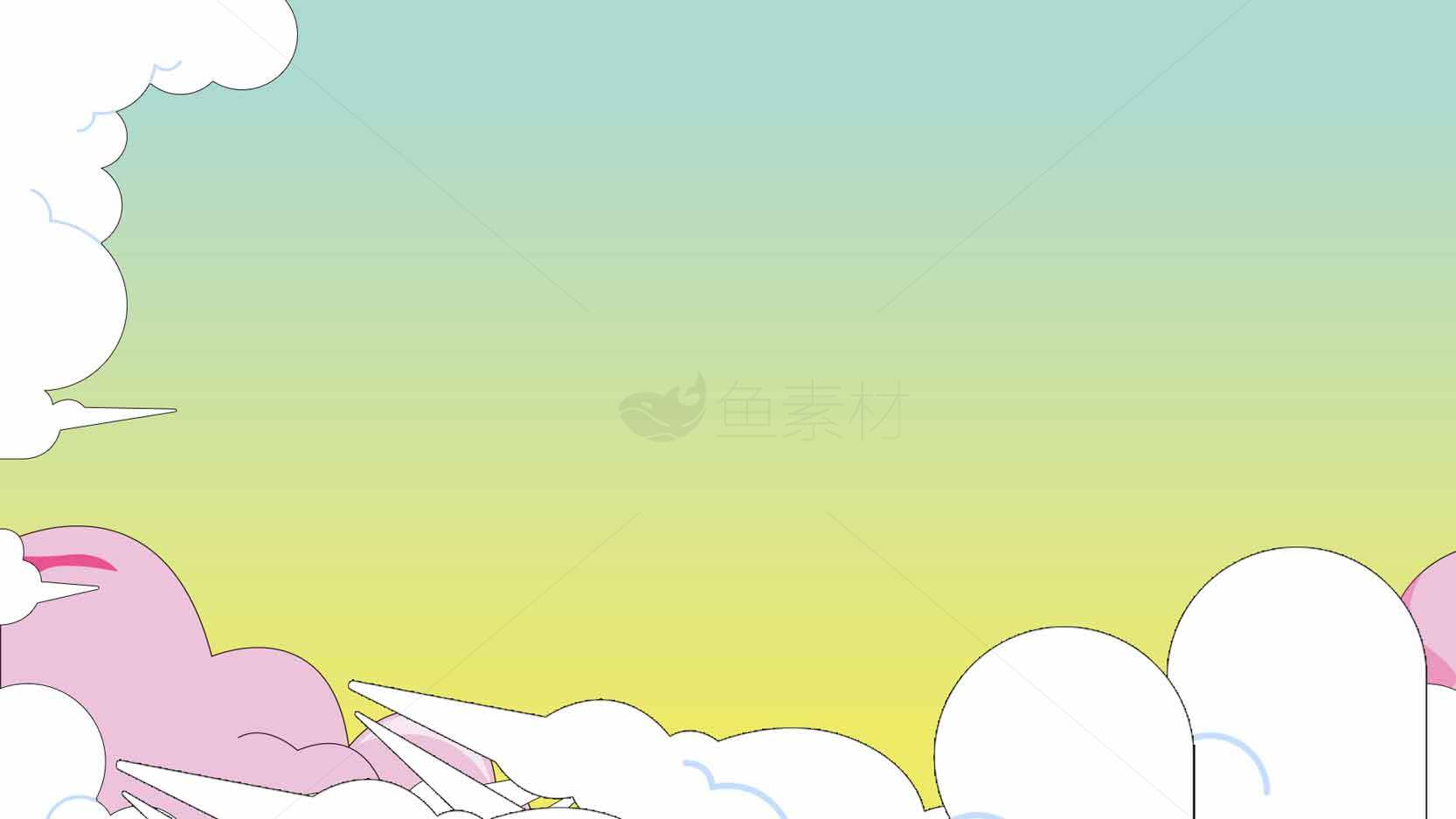 梦幻彩云与渐变天空插画背景素材