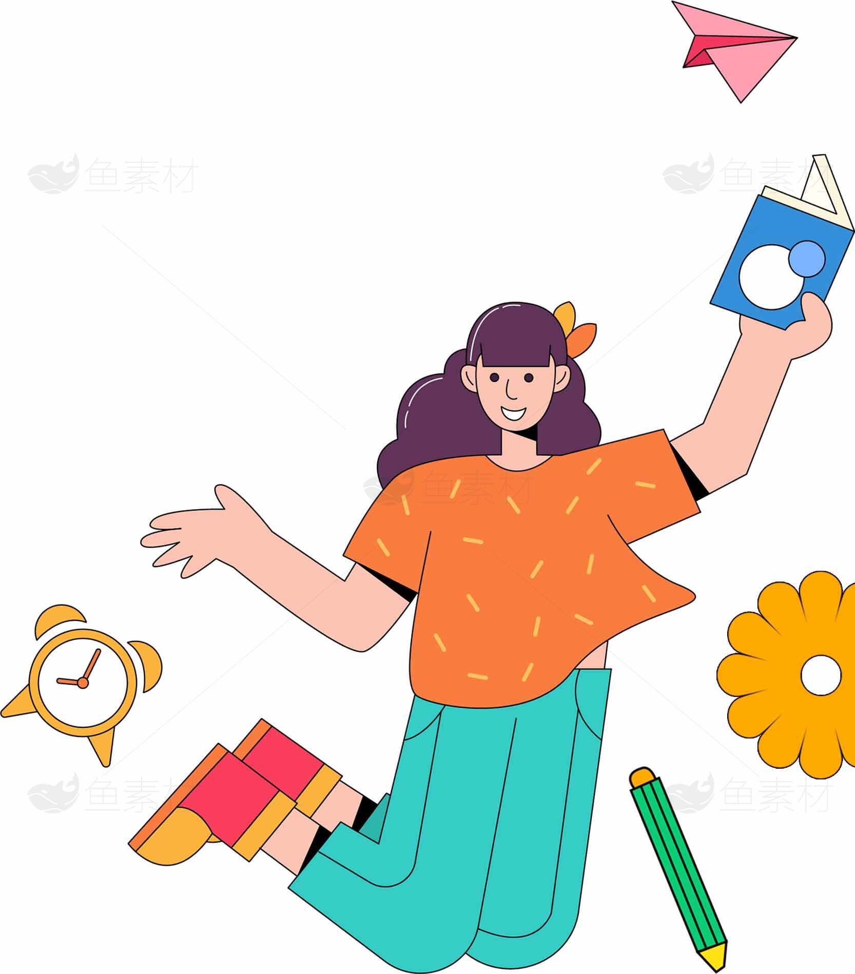 充满活力的卡通角色插画设计素材