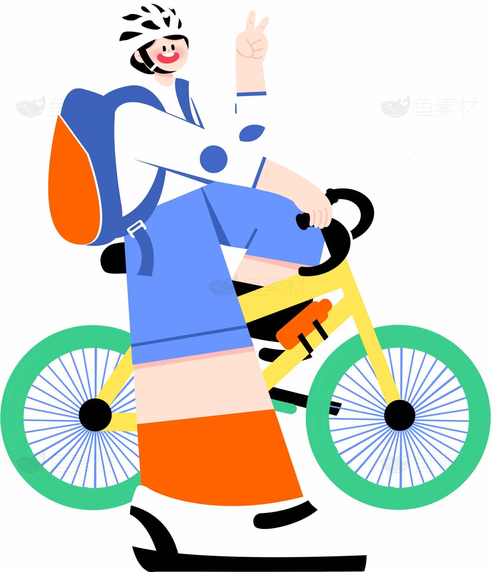 骑行运动插画设计：活力与健康的象征素材