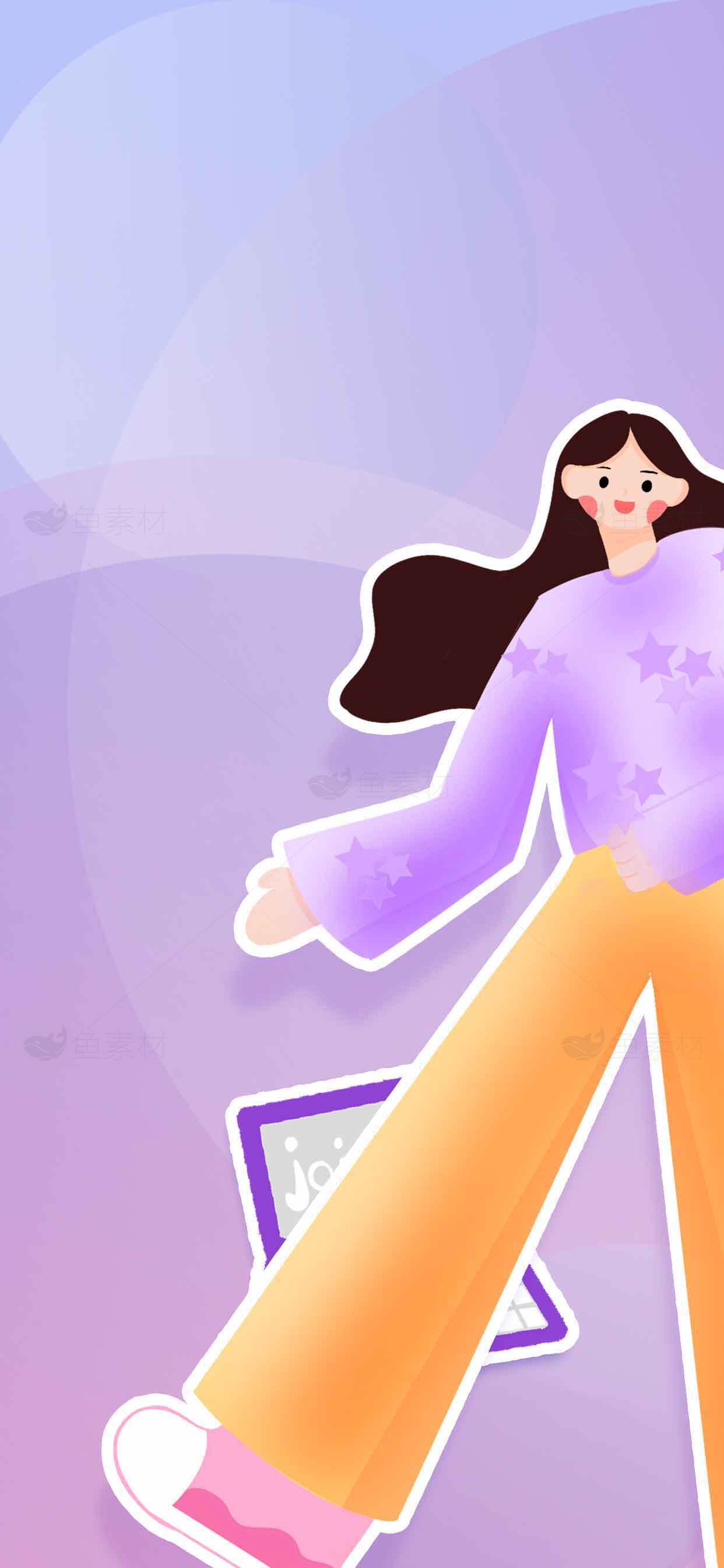时尚插画风格女性人物设计素材