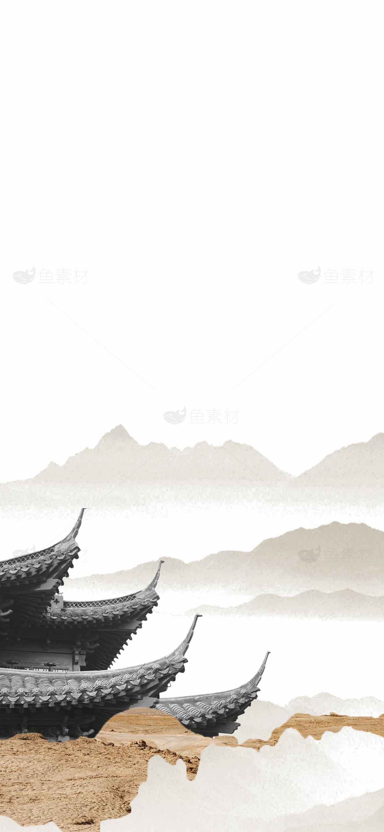 中国传统水墨山水画风格背景图片素材