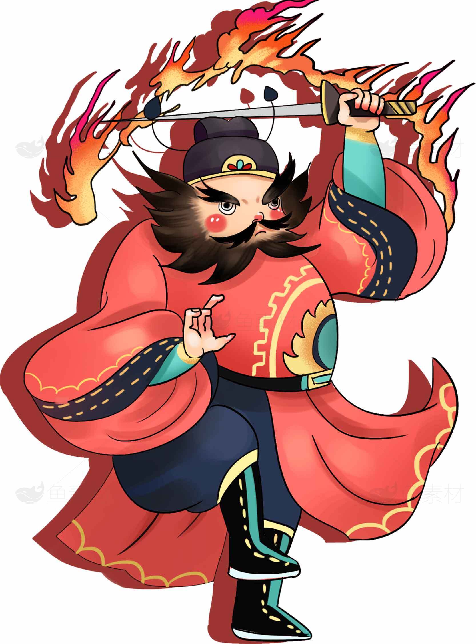 中国传统火神形象插画设计素材