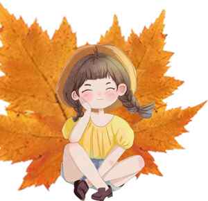秋季卡通女孩与枫叶背景插画