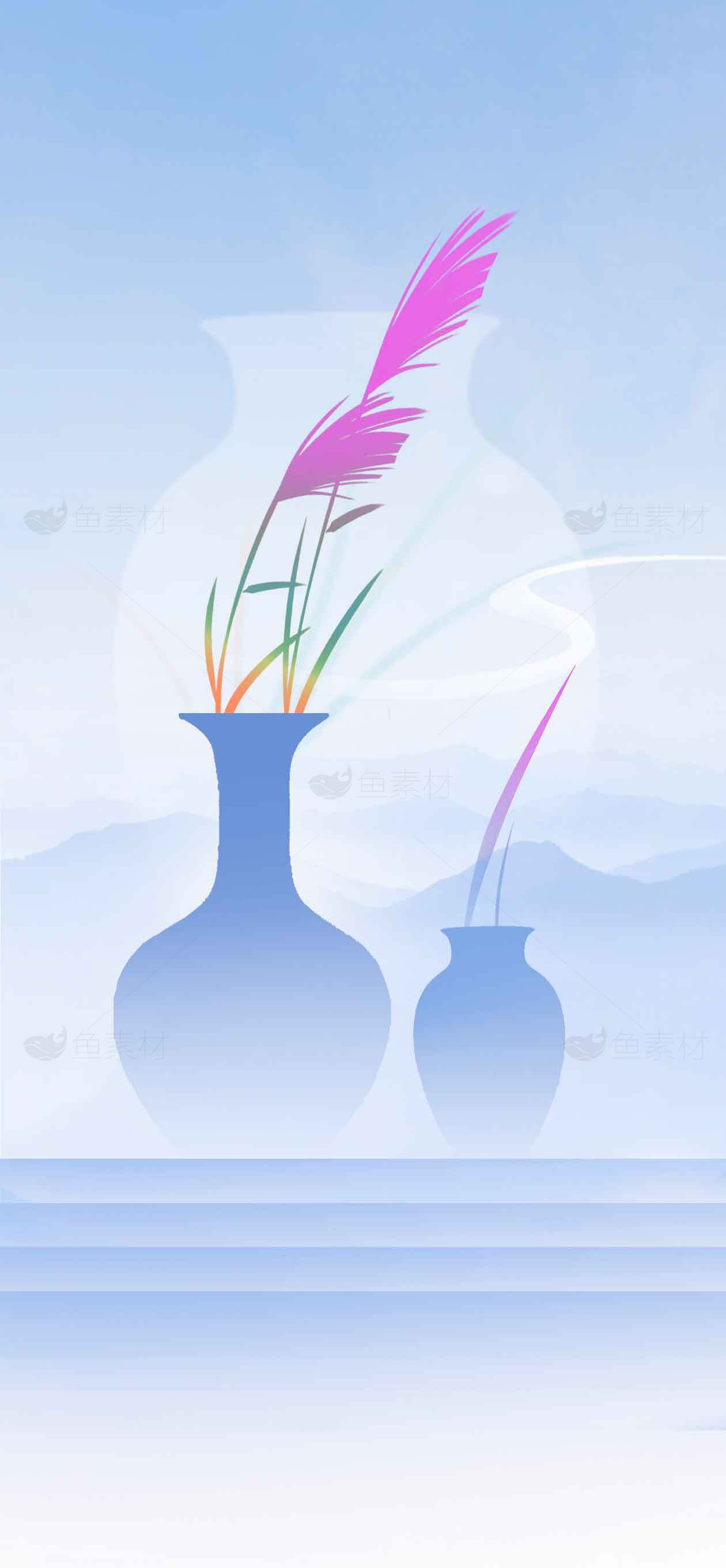 简约蓝色插花艺术背景图片素材