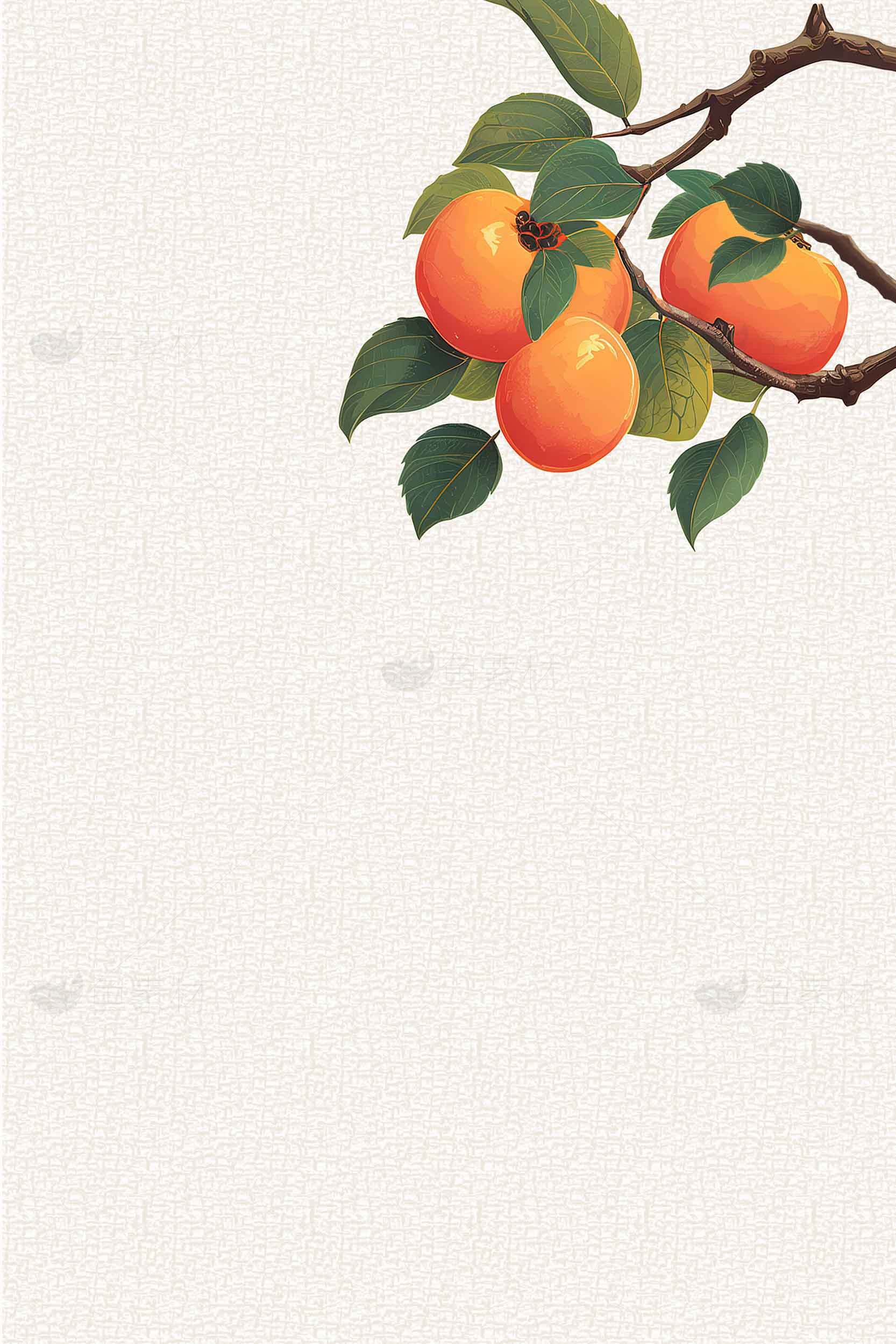 秋季柿子插画背景图片素材