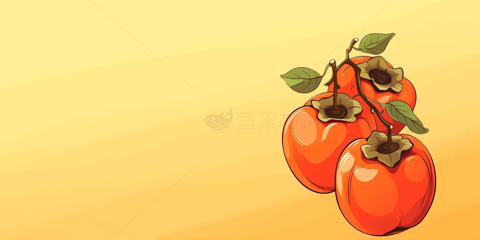 秋季柿子主题插画背景图素材