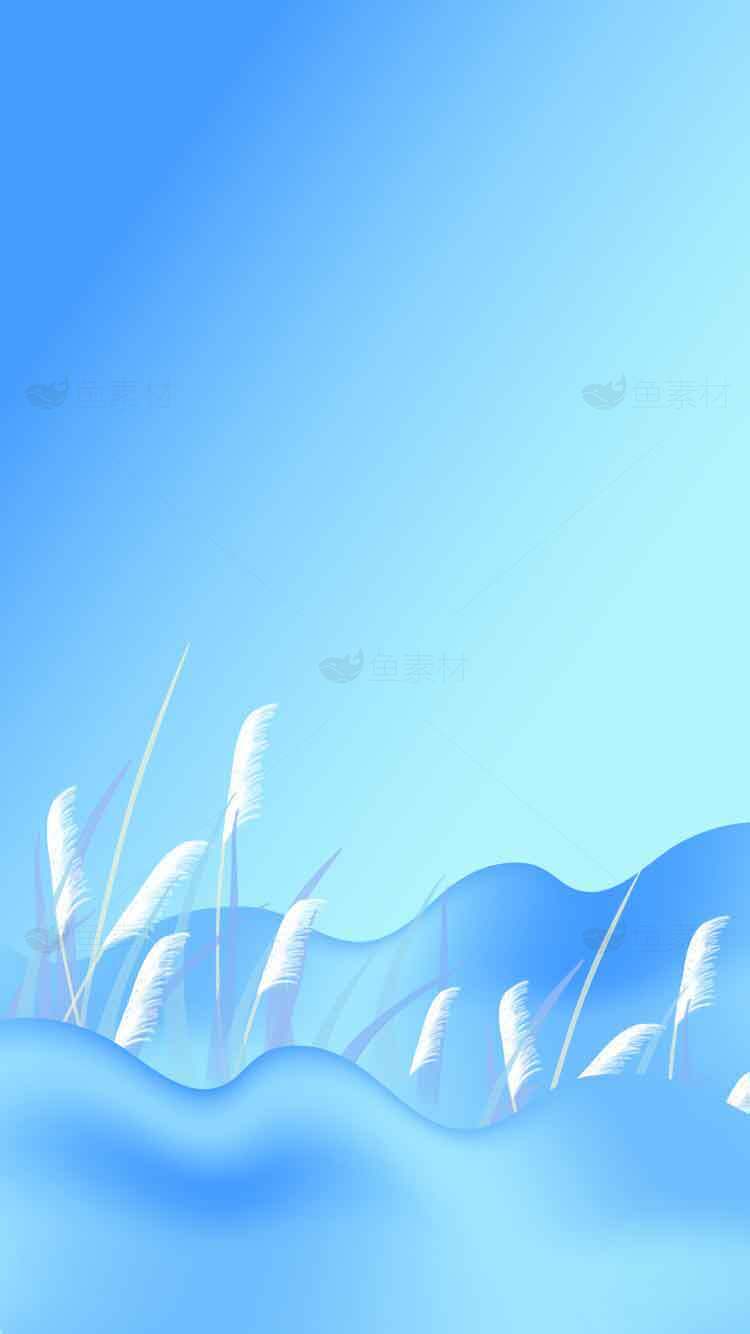 蓝色唯美芦苇背景图片素材