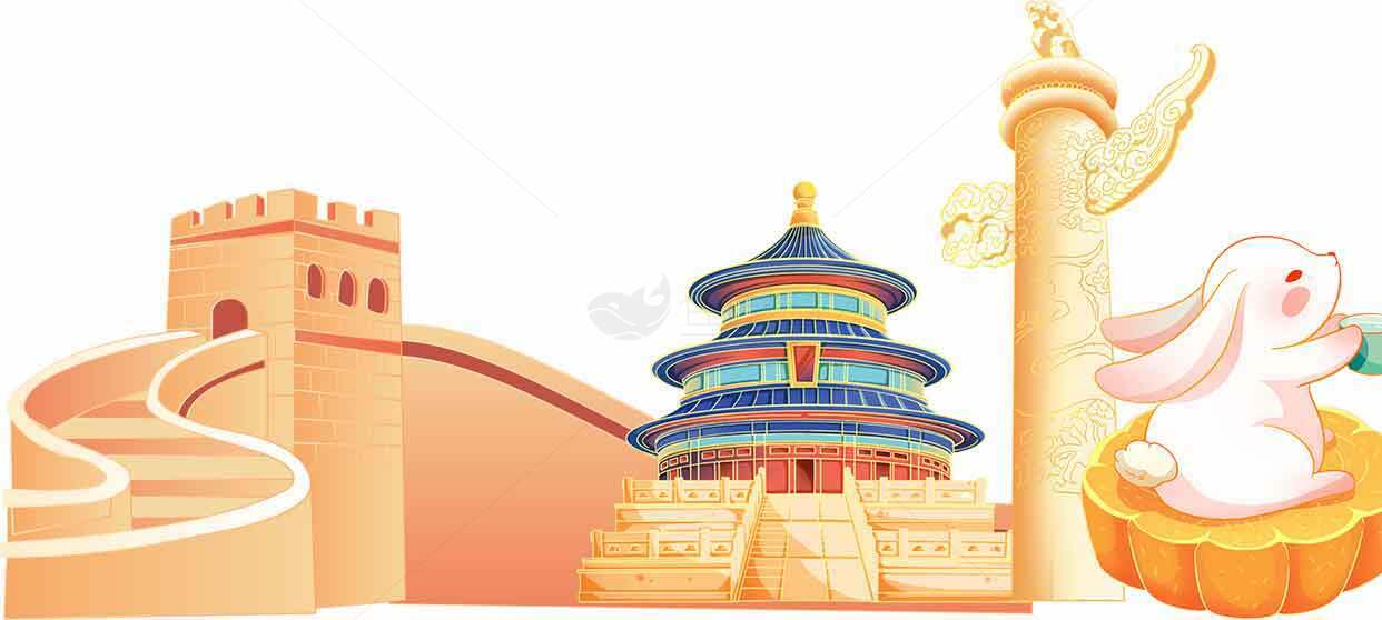 中国传统文化与兔年元素插画素材
