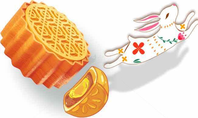 中秋月饼与玉兔主题插画设计素材