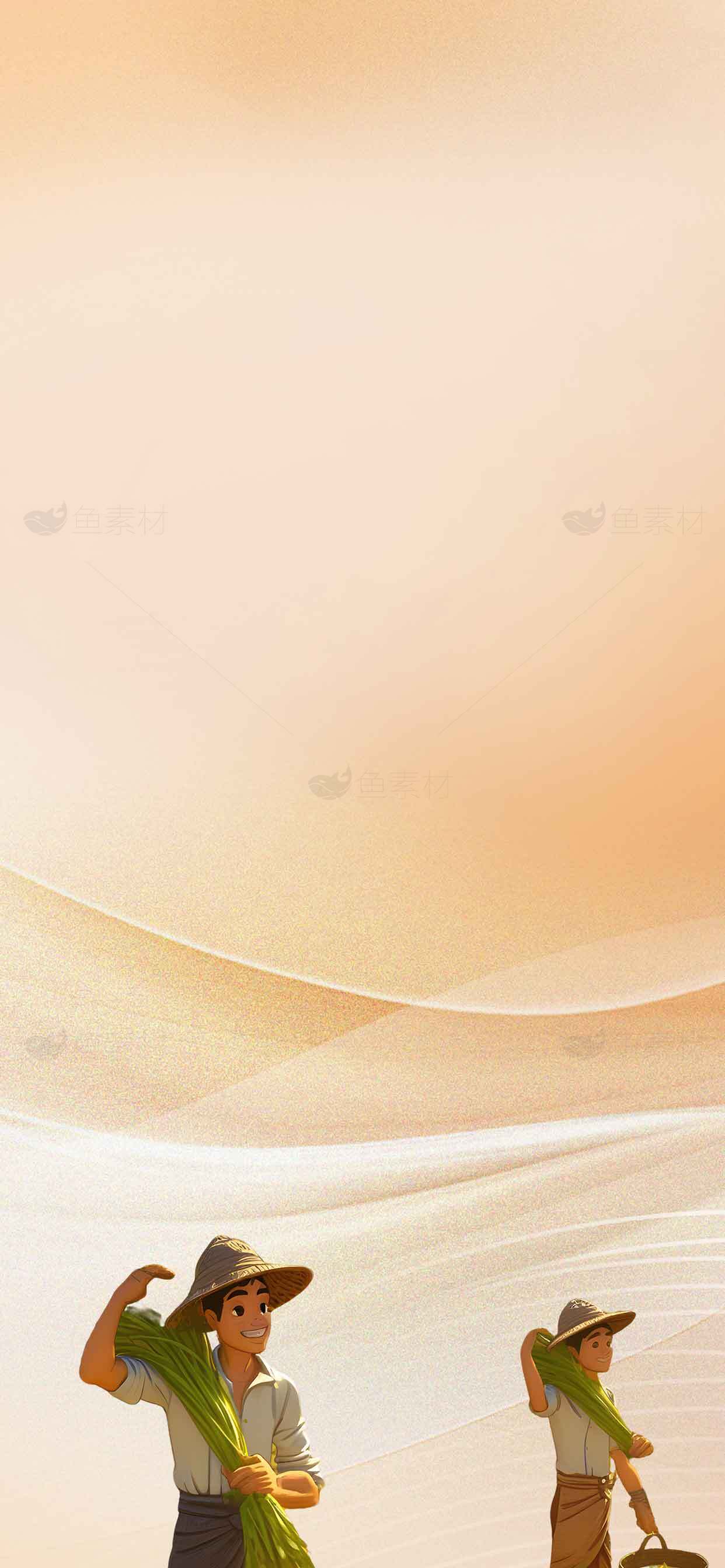 沙漠中的劳动者与自然风光素材