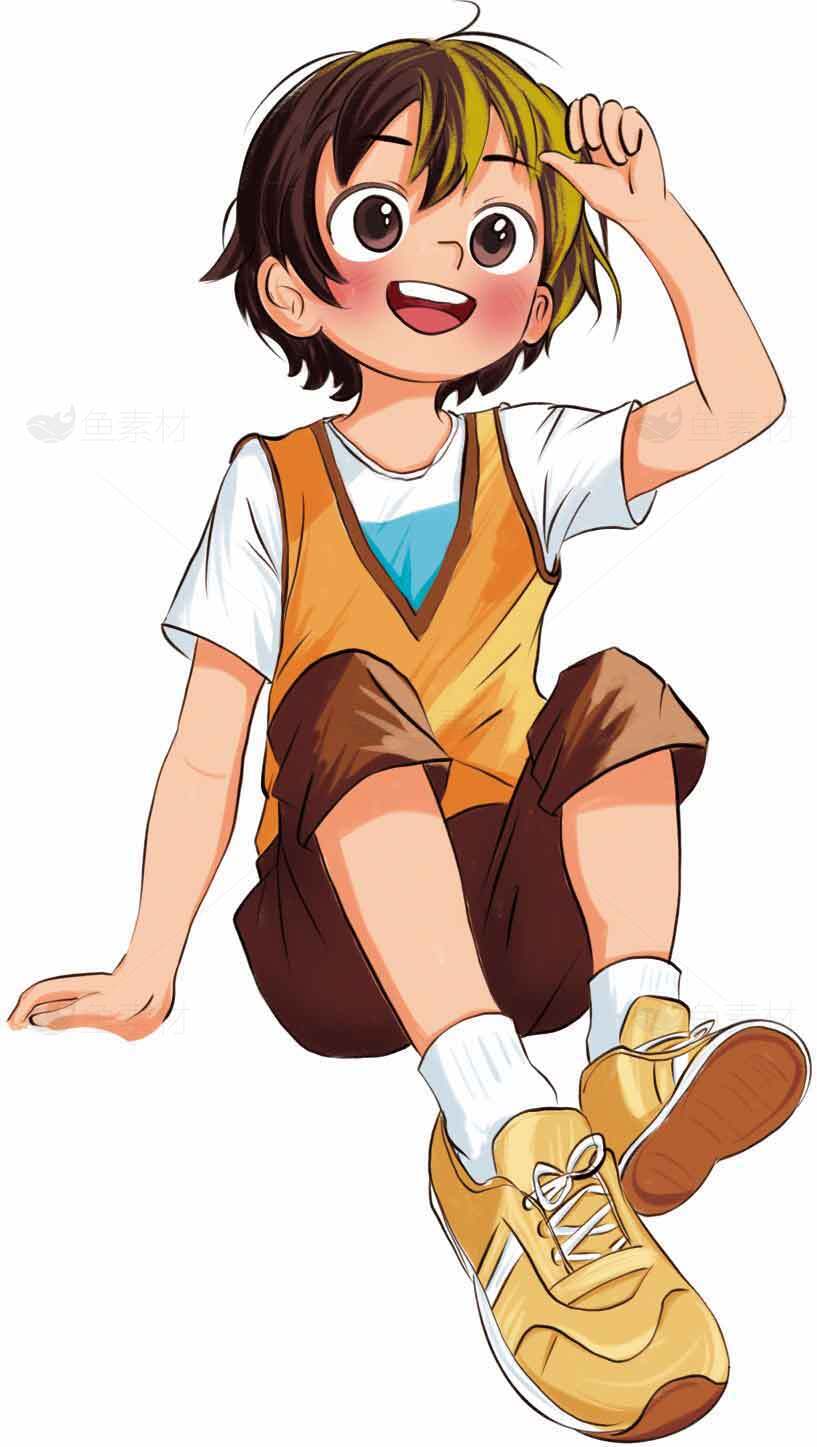 卡通男孩休闲装插画设计素材