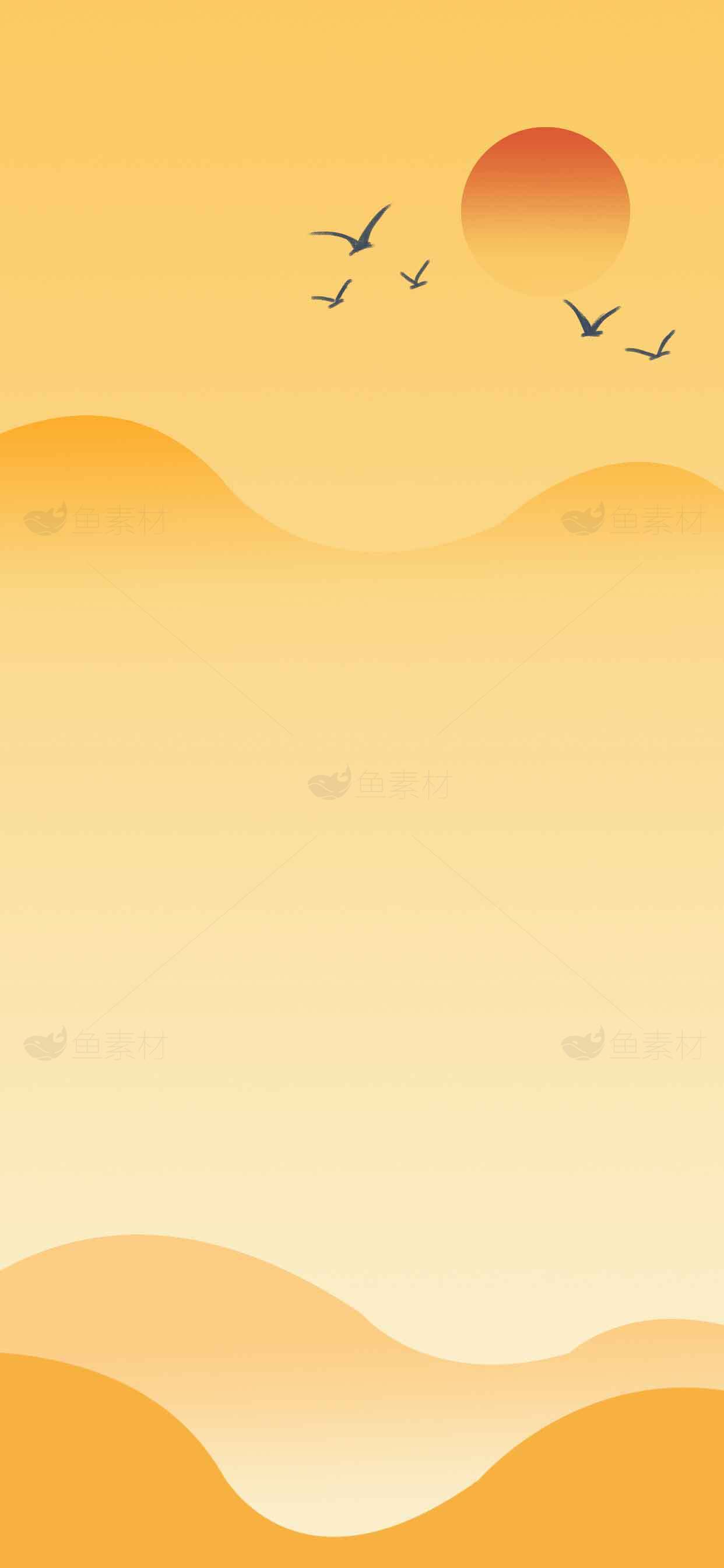 黄昏沙漠风景插画背景图片素材