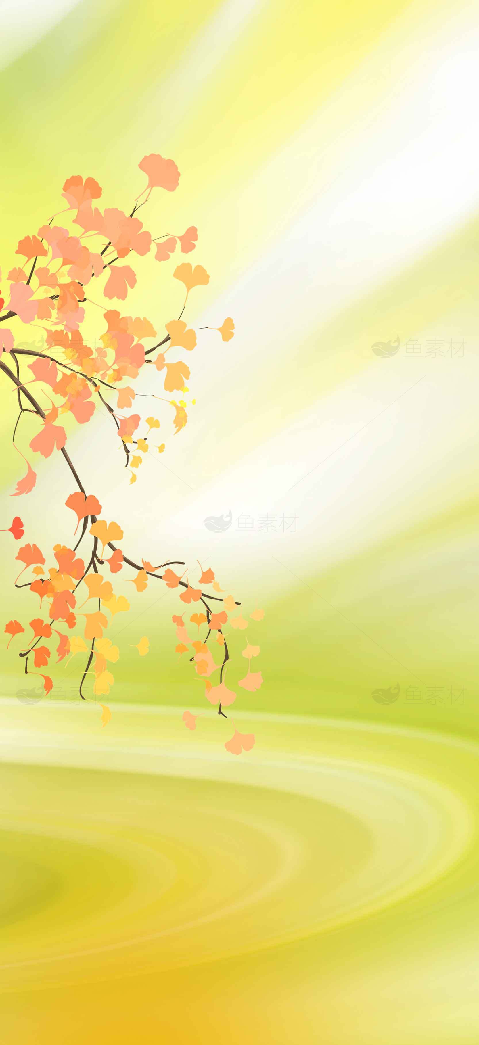 秋季唯美背景图片：黄色与橙色的自然艺术素材